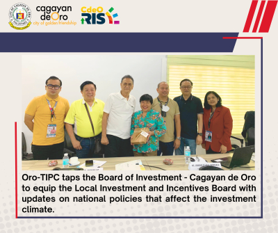 TIPC COLLABORATES WITH BOARD OF INVESTMENT - CAGAYAN DE ORO TO FOSTER INFORMED INVESTMENT CLIMATE