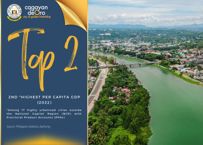 CAGAYAN DE ORO POSTS 2ND HIGHEST PER CAPITA GDP OUTSIDE NCR FOR 2022