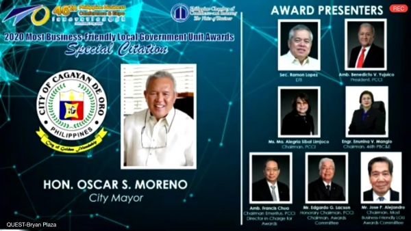 ORO CITED IN PCCI&#039;S MOST BUSINESS-FRIENDLY LGU AWARDS 2020